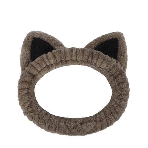 Facial Spa Headband Cosmetic Makeup Headband Skincare Headband for Washing Face Makeup (Cat Ear Brown)...