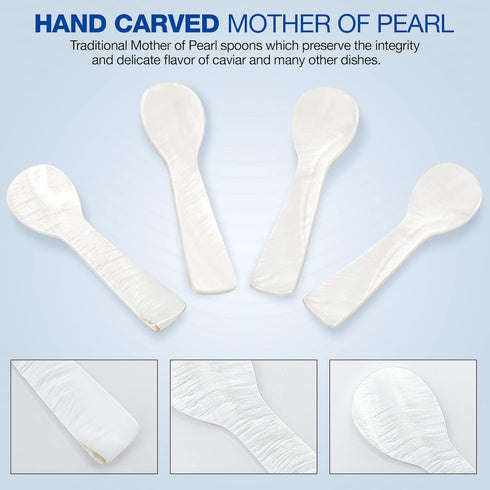 Caviar Spoons - Mother of Pearl - 8 pack - 3 inch spoons - Hand Crafted - Individual and Group Serving Spoons - Restaurant Quality - Perfect for E...