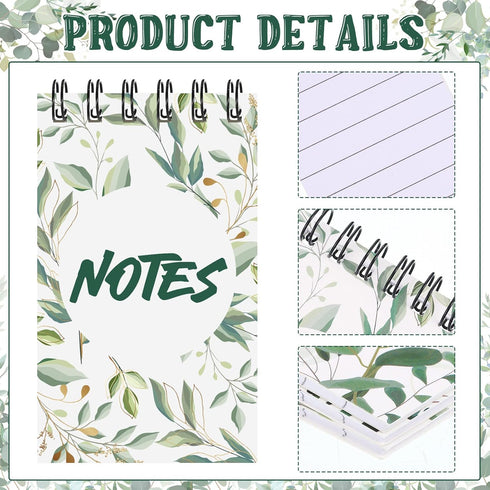 24 Pack Greenery Eucalyptus Spiral Notebook Mini Aesthetic Spiral Notebook Cute Eucalyptus Flower Baby Shower Party Favors Journal Small Memo Note...