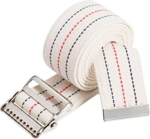 COW&COW Transfer and Gait Belt with Metal Buckle - Transfer Walking and Standing Assist Aid for Caregiver Nurse Therapist 2 inches (Beige with Str...