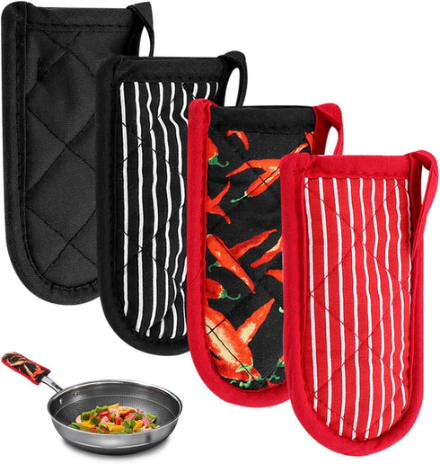 4Pcs Pan Handle Sleeve Silicone Hot Handler Holder,Cast Iron Skillet Handle Covers Heat Resistan t Pot Handle Sleeve for Cast Iron Pans,Metal Pots...