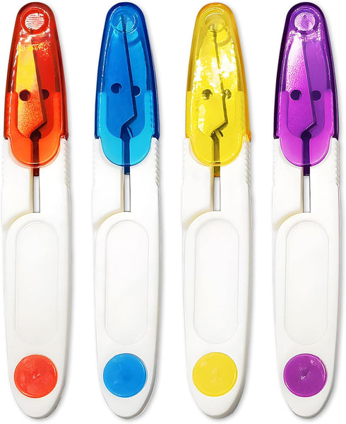 4PCS Compact 4 Inch U Shaped Portable Scissors with Protective Safety Cover for Yarn, Cross-Stitch, Thread, Sewing - Ideal for Craft, DIY, Stitch ...