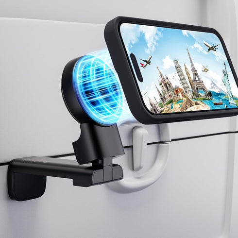 MiiKARE Airplane Travel Essentials Phone Holder for Magsafe, Universal Handsfree Phone Mount for Flying with 360 Degree Rotation, Travel Must Have...