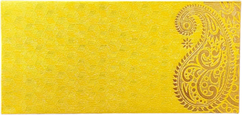Jhintemetic® - Pack of 25 Matellic Bright-Yellow Colourful Designer Shagun Lifafa/Money Gift Envelope with Golden Ambi for Gifting Money on Weddin...