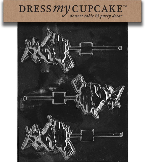 Dress My Cupcake Chocolate Candy Mold, Witch on Broom Lollipop, Halloween...
