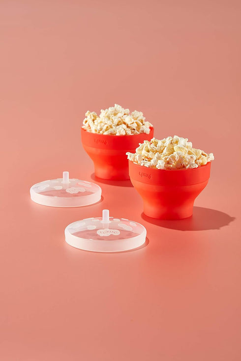 Lékué Mini Microwave Popcorn Maker, Set of 2, Red...