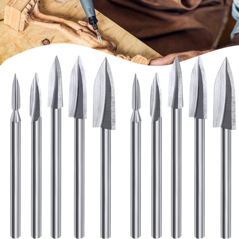 10 Pieces Wood Carving Drill bits Wood Carving Engraving Tools Rotary Carving bits DIY Woodworking Drill Accessories...