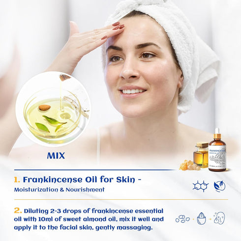 HIQILI 100ML Frankincense Essential Oil, for Massage, Pain Relief, 100% Pure and Natural 3.38 Fl Oz...