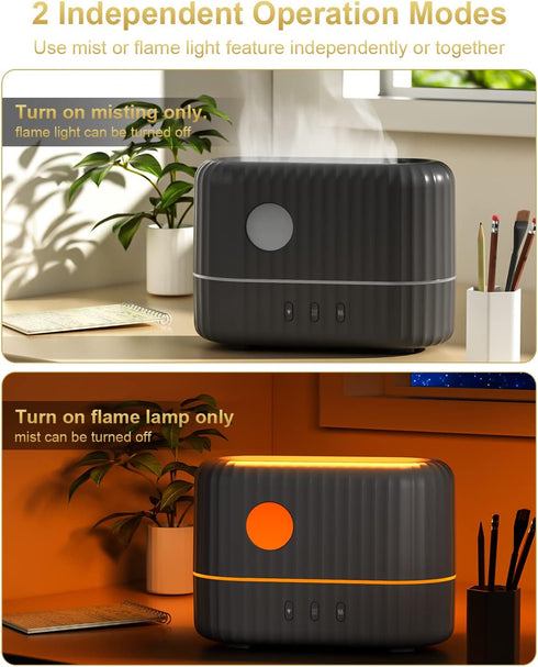 Essential Oil Diffuser with Flame Light, 3 Flame Light Intensity Modes and 2 Adjustable Cool Mist Setting Aromatherapy Diffuser Air Humidifier, 20...