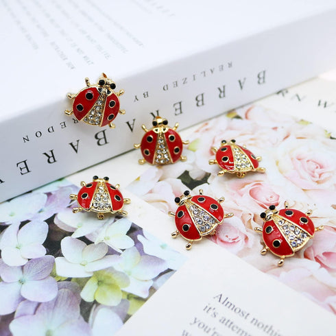 6 Pack Fashion Rhinestone Ladybug Brooches Pins Set Cute Enamel Crystal Animal Insect Lapel Pin Brooch Badges Jewelry Set for Men Women Girl...