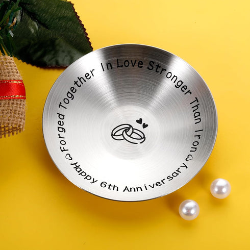6th Anniversary Iron Gifts for Her Him Anniversary Wedding Gifts for Women Men 6 Year Wedding Anniversary Decoration for Wife Husband 4" Ring Hold...