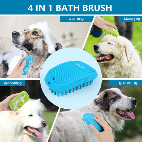 2 Pack Dog Bath Brush,Rubber Dog Shampoo Grooming Brush,Silicone Pet Wash & Massage Brushes,Dog Shower Wash Curry Brush for Long Short Hair,Medium...