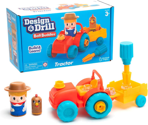 Educational Insights Design & Drill Bolt Buddies Tractor Take Apart Toy with Screwdriver Tool, Preschool STEM Toy, Gift For Boys & Girls, Ages 3+...