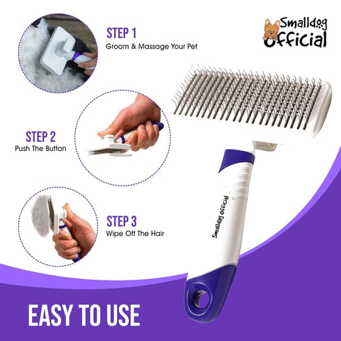 Self-Cleaning Gentle Slicker Brush, Sensitive Skin Gentle Dog Brush, for Big Dog and Large Breed, to Remove Loose Hair, Mats, Dirt - Pain Free Gro...