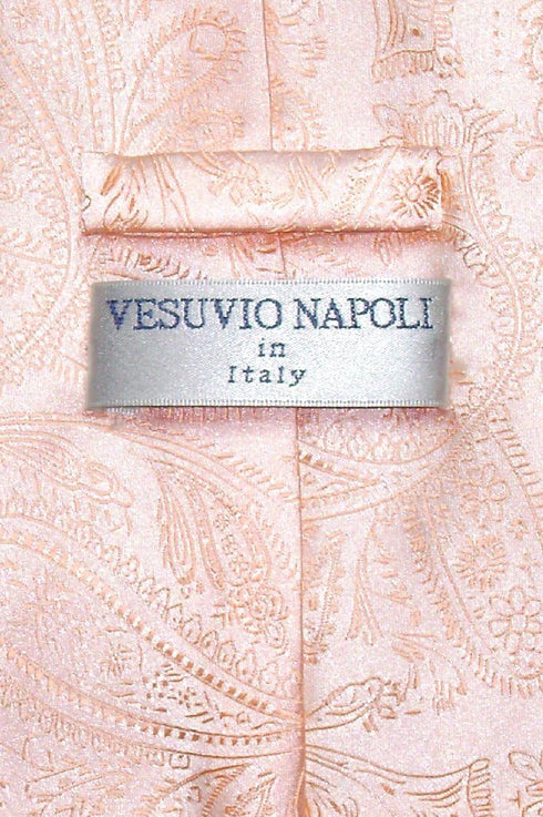 Vesuvio Napoli NeckTie PEACH Color Paisley Design Men's Neck Tie...
