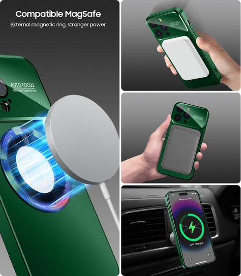 Magnetic for iPhone 12 Pro Max Case, Compatible with MagSafe, Built-in Camera Lens Protector, Logo View, Military Grade Drop Proof Phone Case Cove...