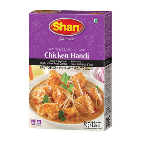 Shan Chicken Handi Recipe and Seasoning Mix 1.76 oz (50g) - Spice Powder for Juicy Chicken in Creamy Tomato Sauce - Suitable for Vegetarians - Air...