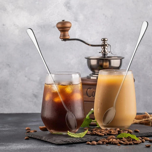 9 Inch Long Handle Iced Teaspoon, DaKuan Set of 10 Stainless Steel Iced Teaspoon for Iced Tea, Coffee, Cocktail, Milkshake, Cold Drink...