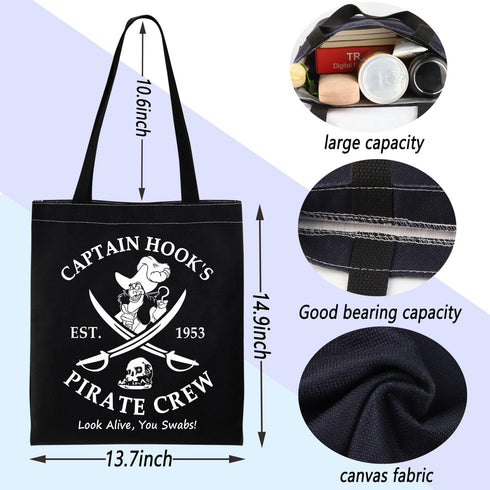 ENSIANTH Captain Hooks Pirate Crew Tote Bag Magical Kingdom Trip Gift Villain Gang Shoulder Bag Cruise Vacation Gift...