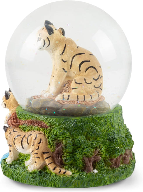 Elanze Designs Endangered Clouded Leopard 100MM Sturdy Glitter Water Wind Up Musical Snow Globe Tabletop Dresser Figurine Decoration Plays Tune We...