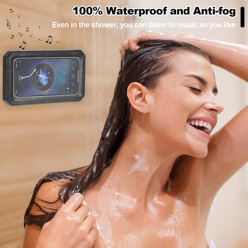 Waterproof Shower Phone Holder Wall Mounted 360°Rotation Anti Fog HD High Sensitivity Touch Screen Phone Case for Bathroom Bathtub Kitchen Mirror ...