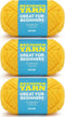 3x60g Yellow Yarn for Crocheting and Knitting;3x66m (72yds) Cotton Yarn for Beginners with Easy-to-See Stitches;Worsted-Weight Medium #4;Cotton-Ny...