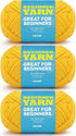 3x60g Yellow Yarn for Crocheting and Knitting;3x66m (72yds) Cotton Yarn for Beginners with Easy-to-See Stitches;Worsted-Weight Medium #4;Cotton-Ny...