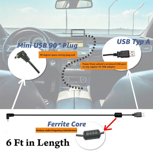 EDO Tech 6 Ft Mini USB Car Charger Power Cord for Garmin Nuvi Drive DriveSmart DriveAssist DriveTrack RV Auto Handheld Navigation GPS TA20 Compati...