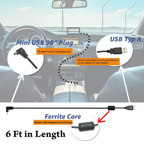 EDOTech USB Charger Cable Power Cord Car Adapter for Garmin Nuvi Drive DriveSmart 55lmt 56lmt 57lmt 58lmt 66lmt 2497lmt 2539lmt 2555lmt 2557lmt 25...