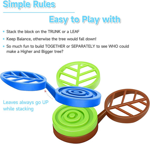 Stack-a-Rainbow-Tree Plastic Stacking Blocks 70 Piece, Balance Game Building Toys for Kids Ages 3-8, Preschool Kindergarten Educational Montessori...