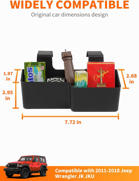 Savadicar JK Center Console Hanging Storage Box, Armrest Organizer Tray for 2011-2018 Jeep Wrangler JK JKU 2/4 Door, Interior Accessories, Patente...