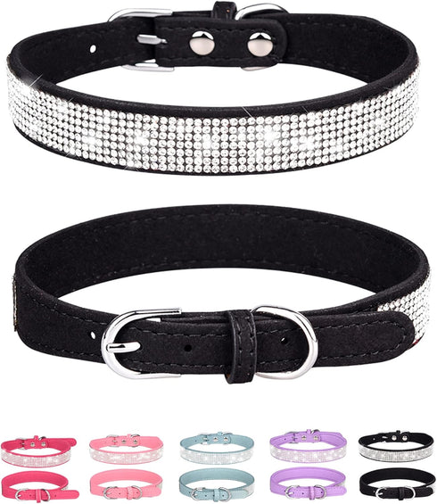 Dog Collar for Small Medium Large Dogs?Small Dog Collar for Female Dogs, Bling Girl Dog Collars, Pink Dog Collar, Rhinestone Puppy Collars (L, Bla...