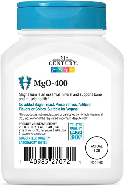 21st Century mgO 400 mg Tablets, 90 Count, Assorted...