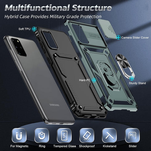 LeYi Phone Case for Samsung Galaxy S20 Plus 5G, Samsung S20 Plus 5G Case with Slide Camera Cover, Military-Grade Cell Phone Cases with Magnetic Me...