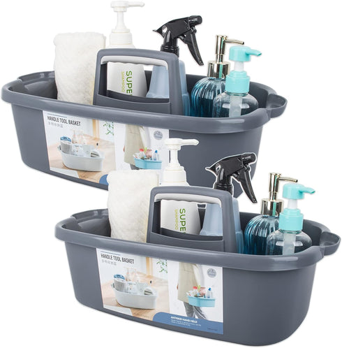 JiatuA Large Cleaning Supplies Organizer with Handle Portable Shower Caddy Basket Plastic Bucket Tool Storage for Bathroom, Bedroom, Kitchen, Coll...