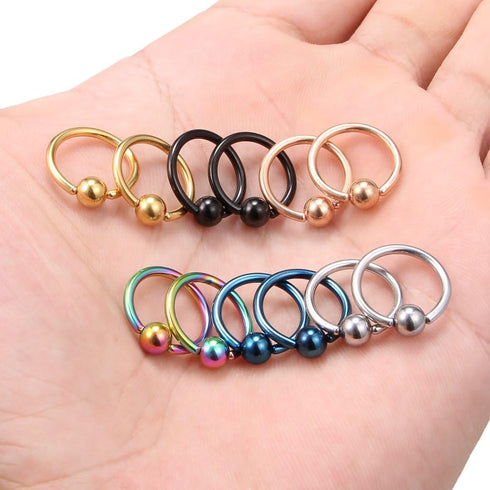 Ruifan 12PCS 14G 316L Surgical Steel Captive Bead Nose Tragus Lip Nipple Belly Piercing Jewelry Rings...