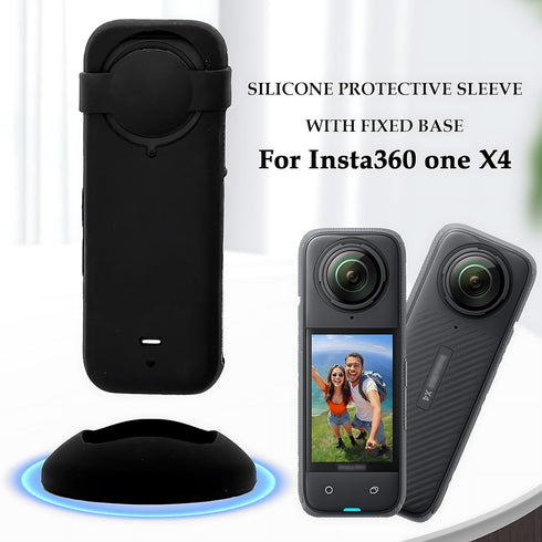 Silicone Protective Case for Insta360 ONE X4, Camera Lens Protector Cover with Insta 360 X4 Silicone Non-Slip Desktop Mount Stand Base Case Access...