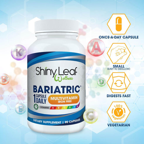 Shiny Leaf Bariatric Multivitamin Iron-Free Capsules for Post Bariatric Surgery Patients, Once Daily Bariatric Vitamins without Iron for WLS, Slee...