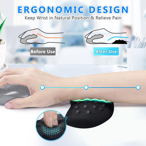 Gimars Mouse Wrist Rest, Pop It Fidget Wrist Support for Mouse-Pressure Relief, Ergonomic Memory Foam Mouse Wrist Pad with Massage Notes for Compu...