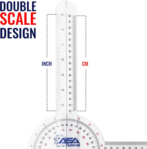 ASA TECHMED 3 Pcs Goniometer Set, 12, 8, 6 Inch Medical Spinal Goniometer Angle Protractor Angle Ruler...