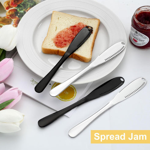 6PCS Butter Knife, 8.7” silver Butter Spreader, 3 in 1 Kitchen Gadgets Serrated, Stainless Steel Butter Knife Spreader, Butter Spreader Knife with...