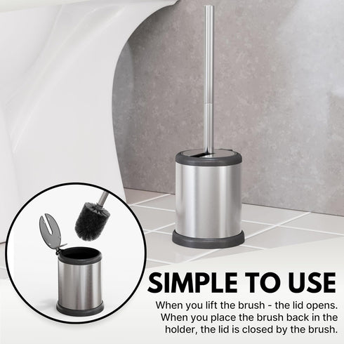 ToiletTree Products Toilet Brush with Lid - Sleek Toilet Bowl Brush and Holder - Toilet Scrubber Brush Set with Heavy-Weight Base - Lidded Toilet ...