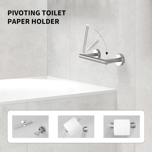Brushed Nickel Toilet Paper Holder,Toilet Paper Holder Wall Mount for SUS 304 Stainless Steel, Double Post Pivoting Toilet Paper Roll Holder,Toile...