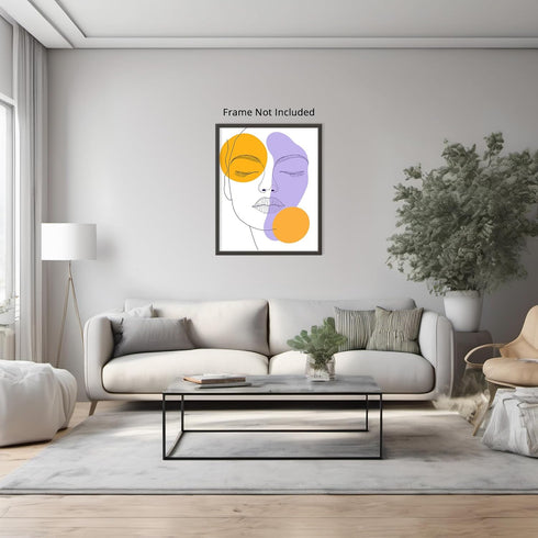 Posterizer 1 pcs-single art of a womans face-purple orange minimal art 2-Abstract & Modern Art-Gift for Art Lovers-Decor for Home & Office- unfram...