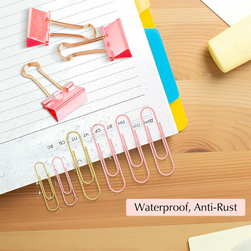 Cute Paper Clips Binder Clips Combo Set, 165 Psc, Assorted Size Paper Clips for Office, Cute Office Supplies Set, Pink...