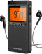 AM FM Portable Radio Personal Radio with Excellent Reception Battery Operated by 2 AAA Batteries with Stero Earphone, Large LCD Screen, Digtail Al...