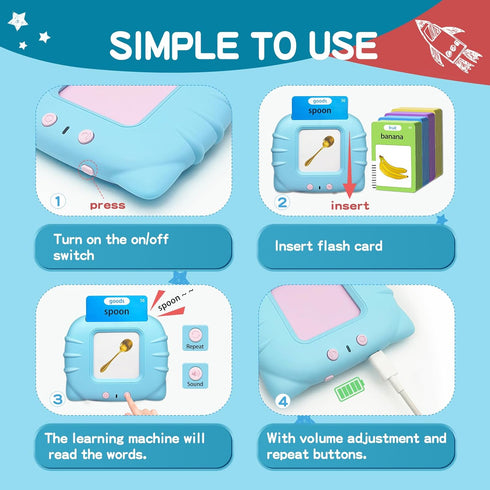 Talking Flash Cards for Toddlers, 224 Common Words, Language Therapy, Sensory Interactive Toy for Autism, Educational Learning Gift for Boys and G...