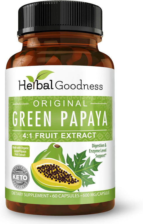 Green Papaya Fruit Extract Capsules - Organic Papaya Enzymes with Prebiotics and Probiotics for Digestive Health - Super Digestive Enzymes, Immune...