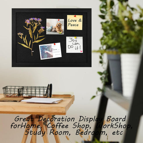 Black Cork Board Black Bulletin Board Pin Display Board for Wall Corkboard Black Pushpin Board Vision Board Picture Photo Felt Board for Memos, Ph...