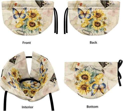Brown Flower Tea Pot Cover for Keeping Warm Set of 2, Sunflower Butterfly Tea Cozy Rustic Kitchen Kettle Dust Cover Washable Portable Teapot Cosie...